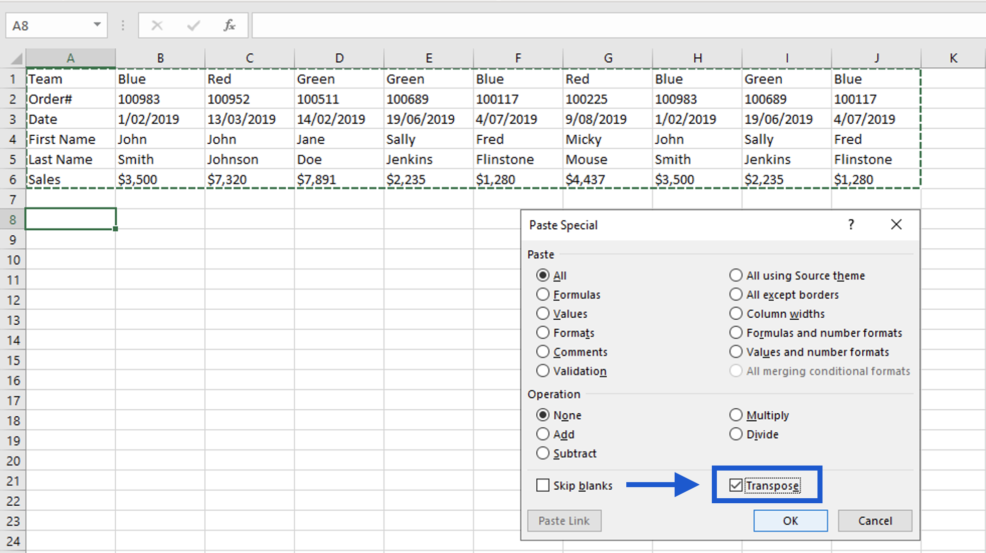 Excel Tips - Transpose