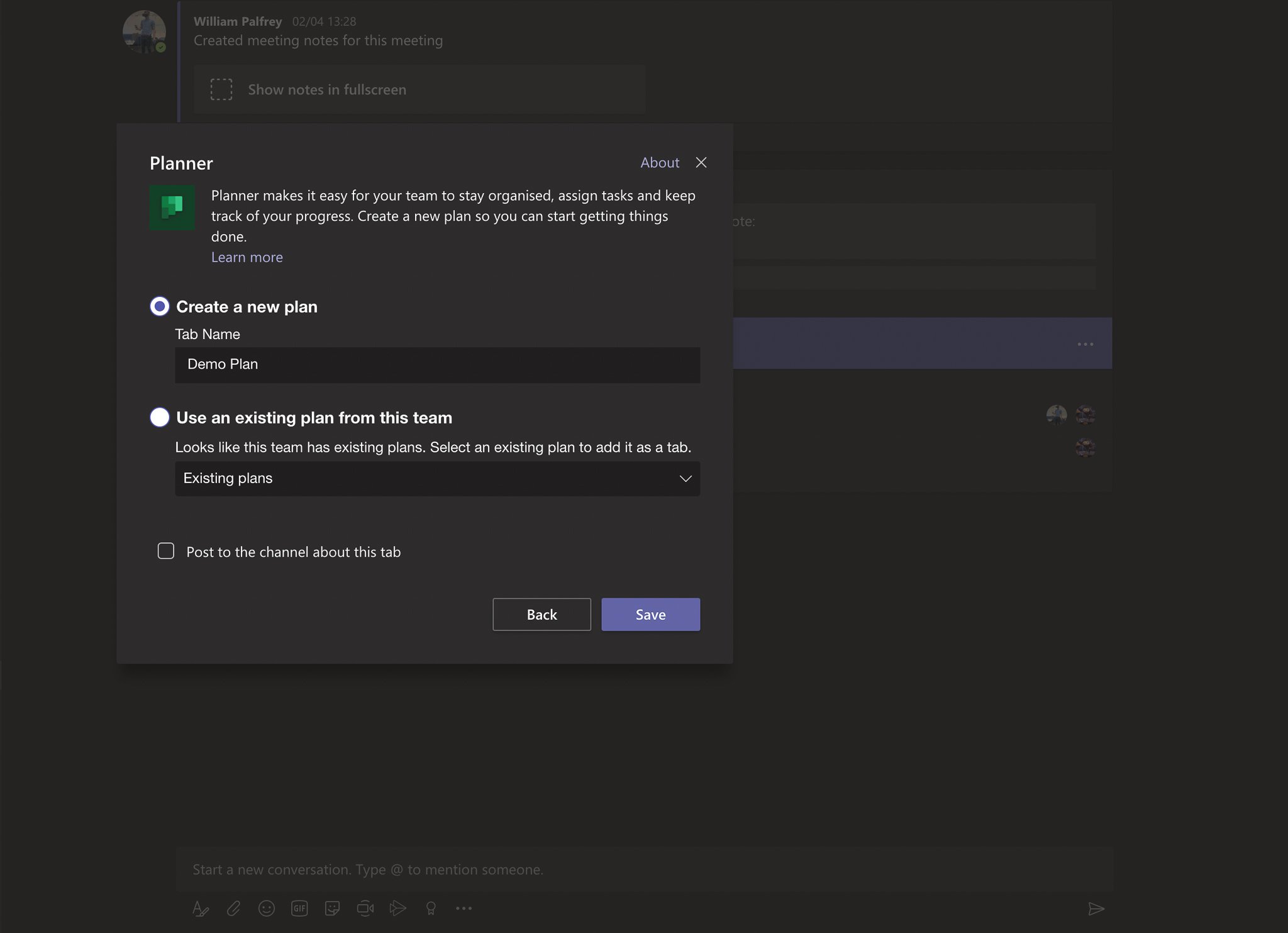 Microsoft Teams - Planner - Create a Plan