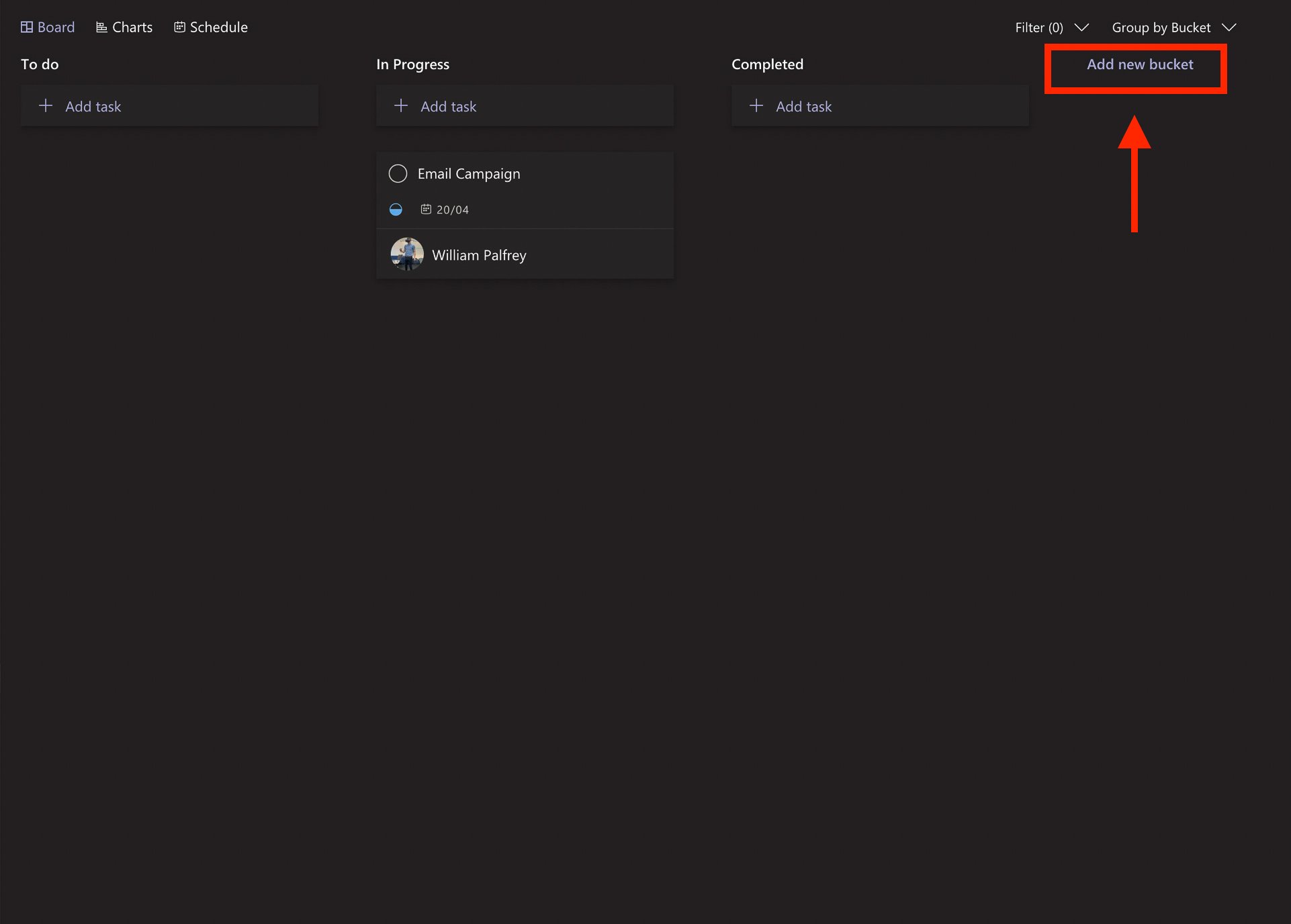 Microsoft Teams - Planner - Add Buckets