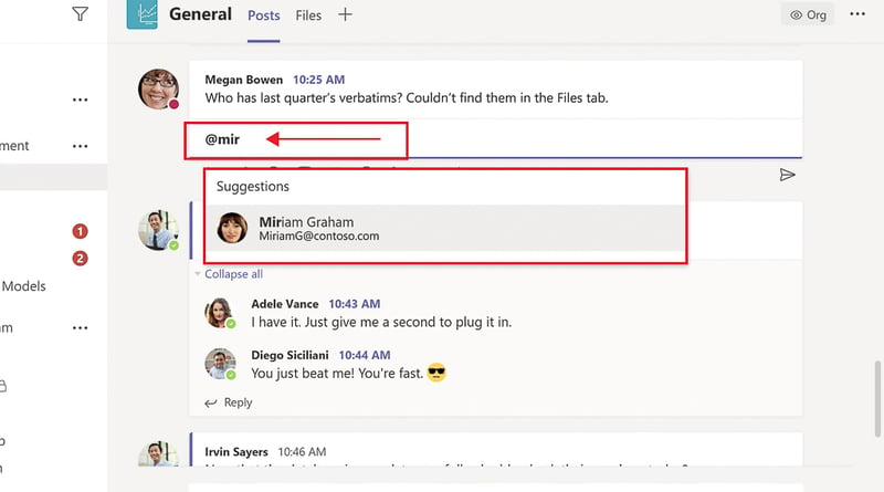 Microsoft Teams 101 - Working in Channels @mention 1