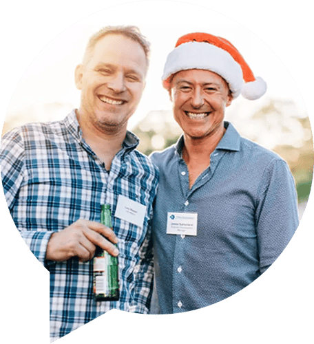 Office Solutions IT director with clients at Christmas party