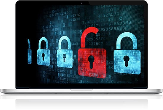 cybersecurity illustration in laptop screen