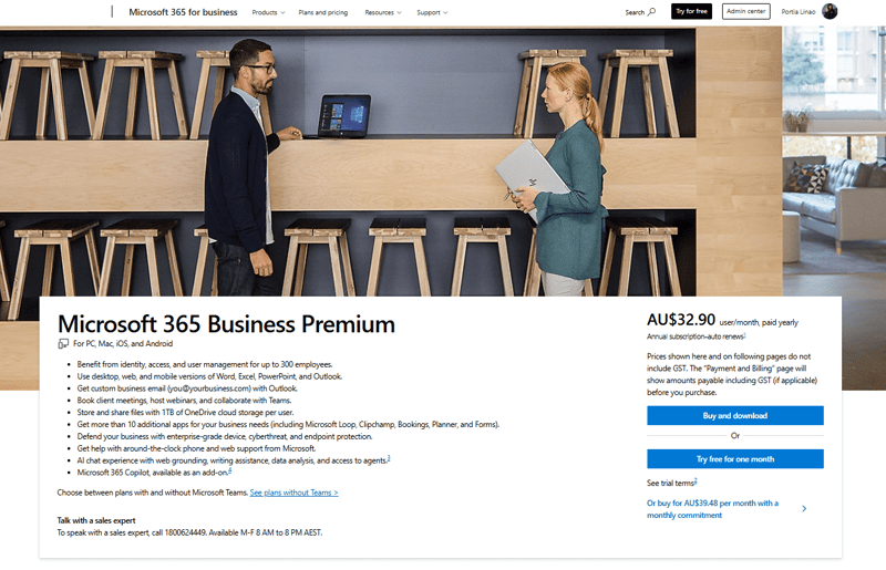 Microsoft 365 Business Premium Pricing Australia