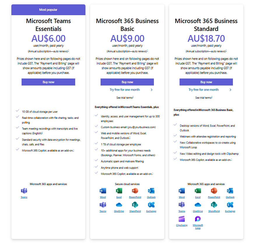 Microsoft Teams Pricing Australia