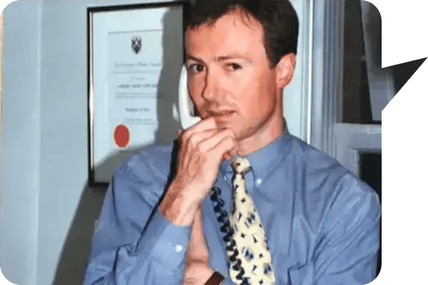 Office Solutions IT Founder and Director James Sutherland in 1996 calling IT support clients in Perth