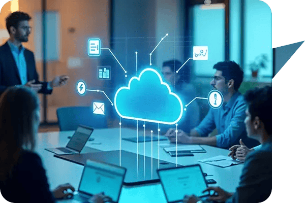 Team using cloud backup in their organisation