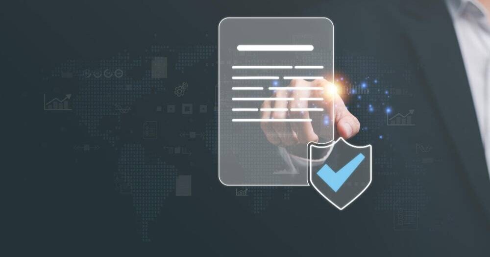 employee using an up-to-date cyber security policy for their organisation