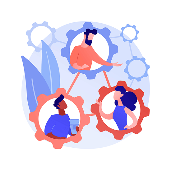 illustration showing cogs of business communication services