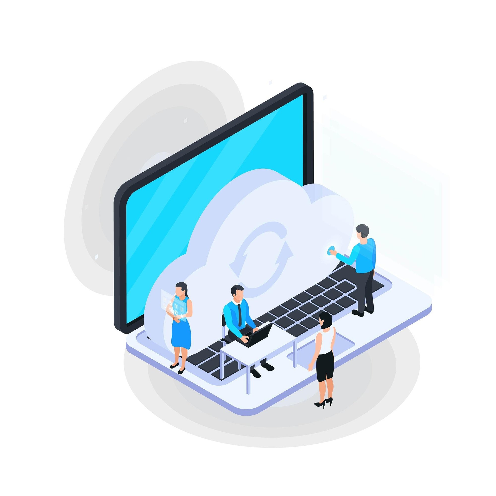 employees enjoying the benefits of cloud computing