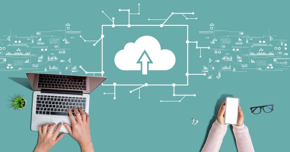 2 people using devices and connecting to cloud but asking why is it called cloud