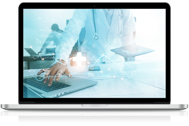 medical professional using managed IT services for healthcare