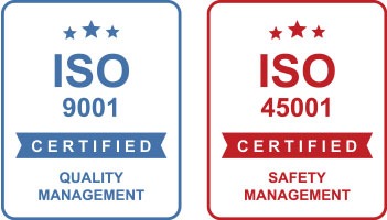Office Solutions IT's ISO 9001 and ISO 45001 certification badges